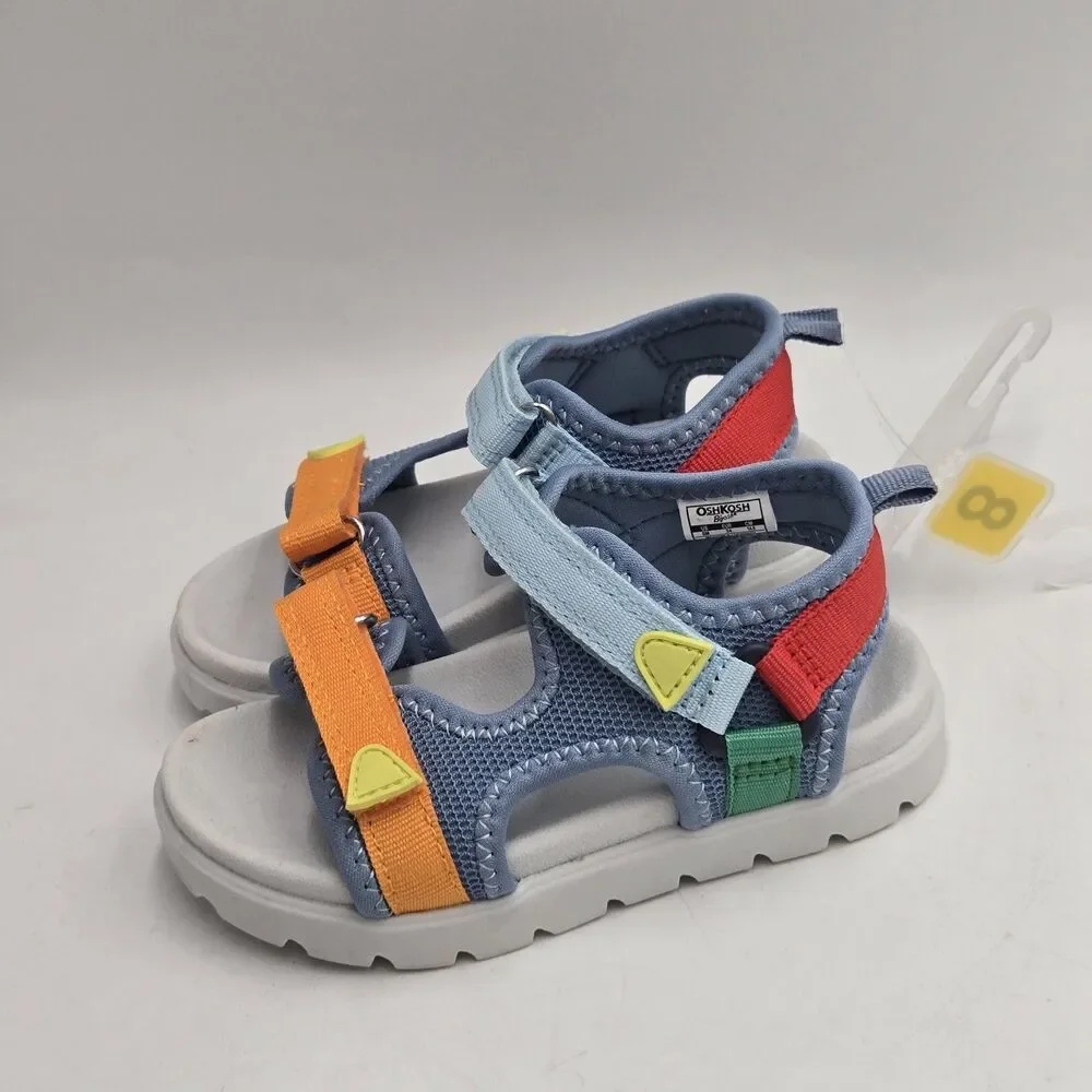 OshKosh B'Gosh Toddler Boy Hook & Loop Strap Sandal Meadow Size 8 MultiColor NWT